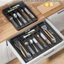 Kitsure Cutlery Drawer Organiser for Kitchen - Adjustable Cutlery Tray for Effortless Utensil Sorting, Versatile Kitchen Storage & Organisation Solution, 13.70" x 1.54" x 10.94"~20.08", Black (Large)