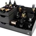 Uncluttered Designs Large Black Vanity Organizer - Countertop Mens Organizer With Drawers for Cologne, Deodorant, Beard, Shaving Lotion, Perfume & Skincare - Perfect for Bathroom & Bedroom Storage