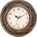 Plastic Silent Wall Clock, 13 Inch Vintage Large Wall Clocks, Battery Operated Round Bathroom Clock, Non-Ticking Decorative Retro Analog Clocks for Living Room, Office, Kitchen, School (12.9 Inch)