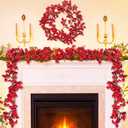 Christmas Garland Decorations,6 Ft Red Berry Garland,Artificial Winter Berry Garland for Fireplace,Christmas Holiday New Year Decor