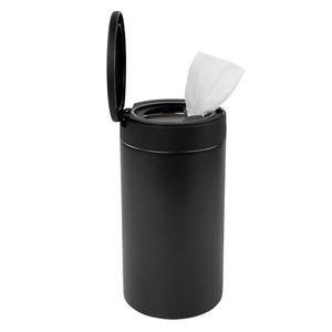 Spectrum Disinfecting Wipes Container Refillable Stainless Steel Wipe Holder for Bathroom Kitchen School Classroom, Reuseable Push Button Wet Wipe Dispenser for Disinfect Cleaning Countertop, Black