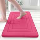 Arotive Memory Foam Bathroom Rug Mat 24x16, Ultra Soft and Absorbent Bath Mat, Machine Wash Dry, Comfortable Bath Rug Carpet for Bathroom Floor, Tub and Shower, Deep Pink (24" x 16")