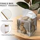 Grace Yonks Winter Tissue Box Cover Square, Snow Rabbits in Forest Design Cube Case for Facial Tissues, 5.2" PU Leather. (101)