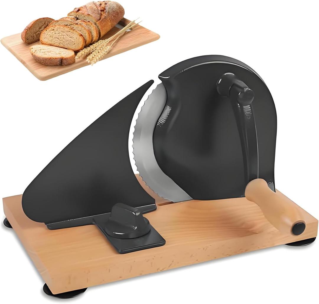 Classic Manual Bread Slicer, Home Food Slicer with Stainless Steel Blade, 0.2In-0.78in Adjustable Thickness Stainless Steel Bread Cutter for Homemade Sourdough, Sandwich Bread & More