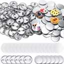 300 Pieces Blank Button Making Supplies Round Badge Parts Metal Pin Badge Kit for Button Maker Machine, Including Metal Shells Back Cover and Clear Film(1 Inch,Silver)