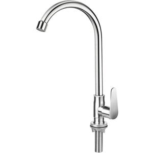 Brushed Nickel Cold Water Faucet Only,SUS304 Stainless Steel Cold Water Kitchen Faucet Single Handle Single Hole Cold Water Faucet for Kitchen,Outdoor, Garden and Bar with Hose and Longer Thread Pipe