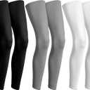 Geyoga 3 Pairs Compression Leg Sleeves Full Length Long Knee UV Protection Sleeves for Outdoor Sports Cycling Football (X-Large, Black, White, Grey)
