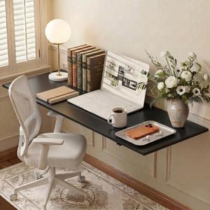 GOYLSER Wall Mounted Folding Table for Office, Fold Down Desk Laundry Folding Table Wall Mounted for Laundry Room/Home Kitchen, Length 47" Width 20.5", Black