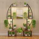 Simple Trending Plant Stand Indoor with Grow Lights, 76H Tall Heavy Duty Plant Shelf Holder for Plants Multiple, Large Metal Half-Moon Shape Display Rack for Patio Balcony, Black (2 Pack)