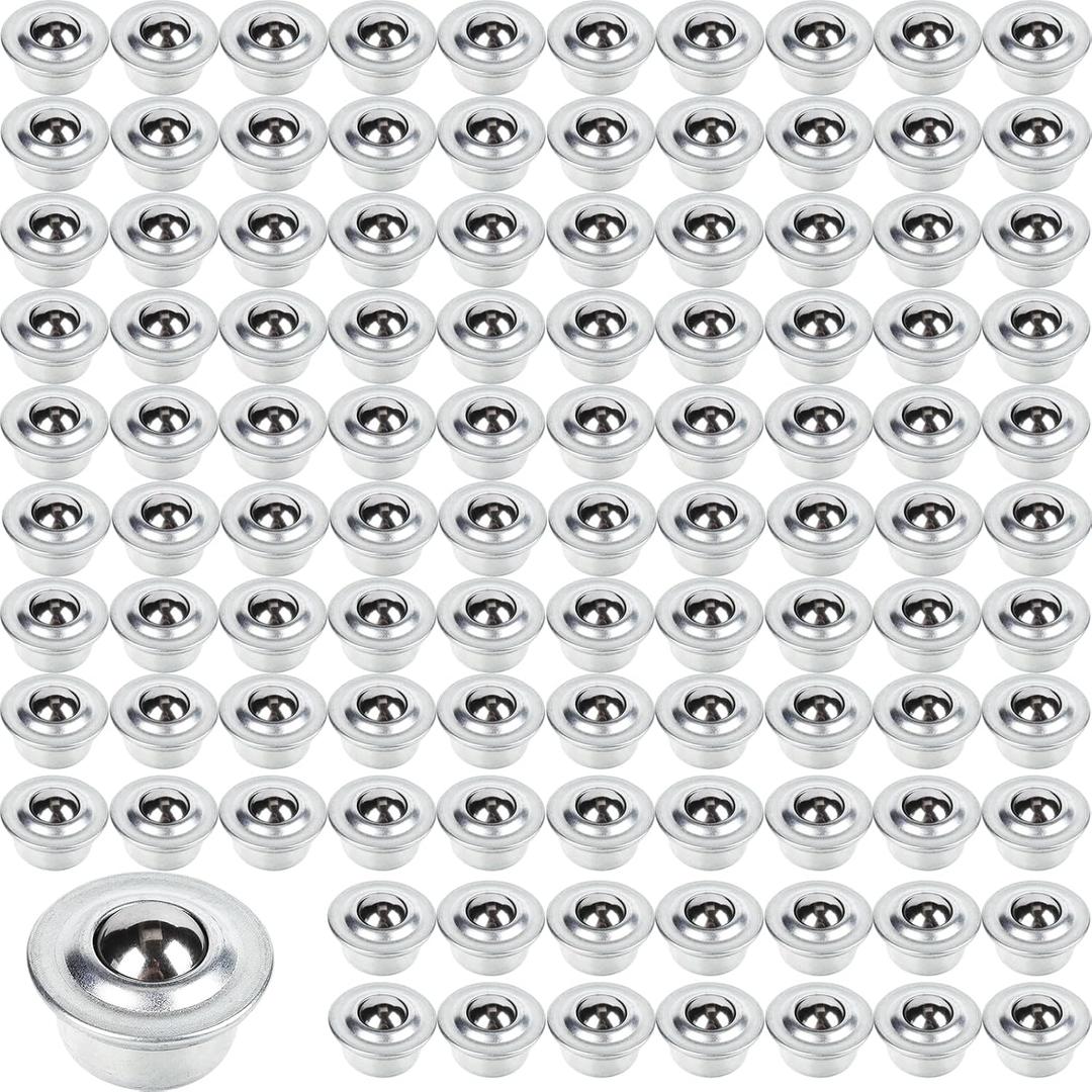 100PCS 5/8" Roller Ball Transfer Bearings, CY-15H Carbon Steel Ball Bearings Rollers, Ball Transfer Bearing Casters Universal for Conveyor, Transmission, Roller Stand, Load Capacity 44lbs