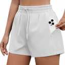 PINSPARK High Rise Athletic Shorts for Women Quick Dry Gym Running Shorts Breathable Outdoor Workout Shorts with Mesh Liner White M (White)