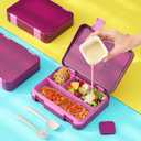 Bento Lunch Box for Kids, 4 Compartments Kids Leak Proof Bento Lunch Boxes Food Containers for School, Travel, On-the-Go Meal, Food Grade, Microwave, Dishwasher Safe Rose Red