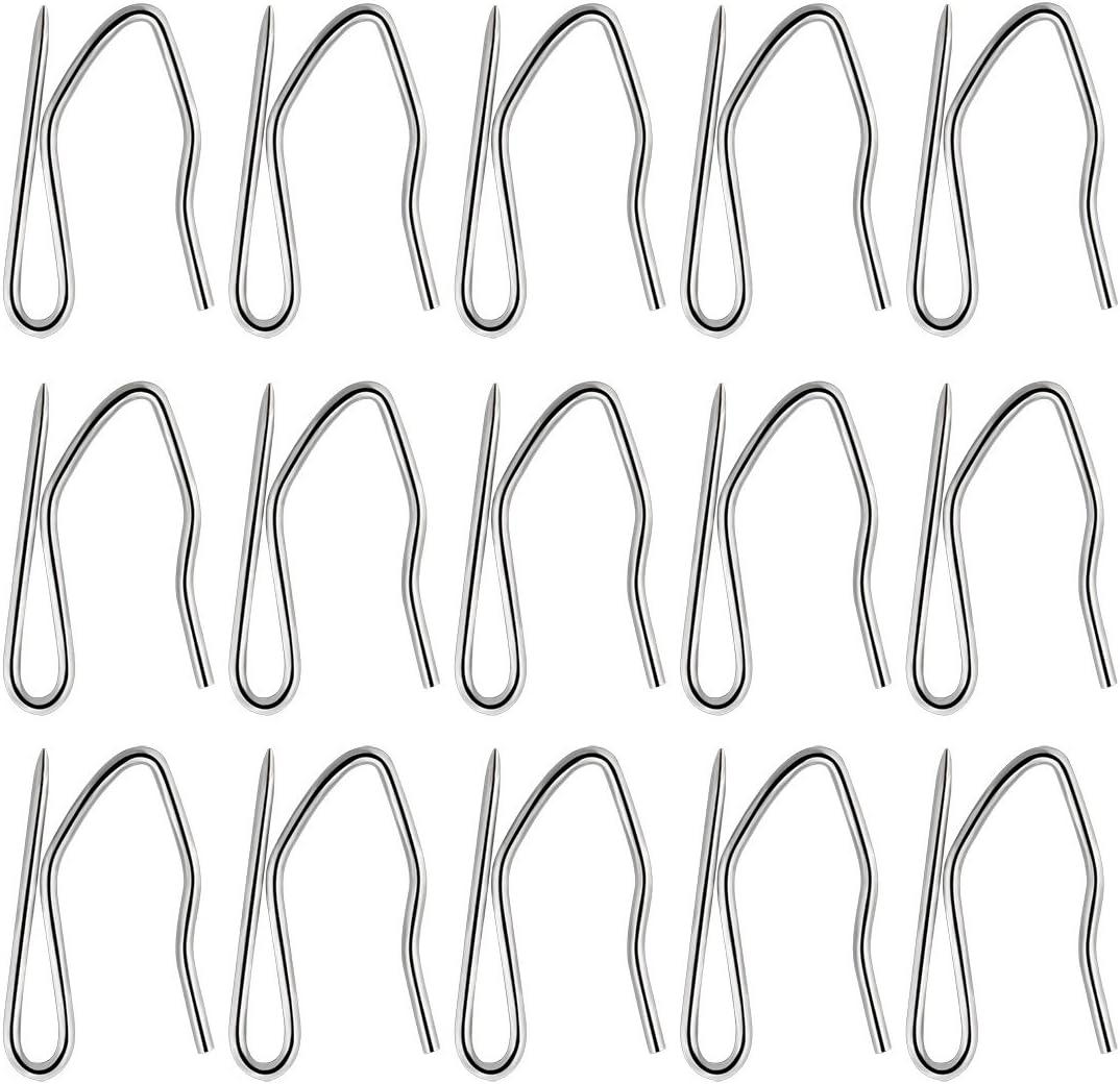 58 Pcs Metal Curtain Hooks, Nydotd Silver Rustproof Stainless Steel Plated Nickel Hooks Heavy-Duty Offset Pin-On Drapery Hooks for Window Curtain, Door Curtain and Shower Curtain(1.2" x 1")