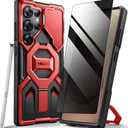 TONGATE Magnetic for Samsung Galaxy S25 Ultra Case with Privacy Screen Protector, [Compatible with MagSafe][Camera Protective Cover][Military-Grade Protection] Ring Stand Phone Case S25 Ultra, Red