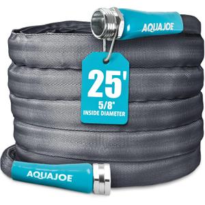 Aqua Joe AJFJH25-58-PRO FiberJacket Non-Expanding Kink-Free Garden, RV, Marine and Camper Hose, Ultra-Lightweight, Drinking Water Safe, ft, 25-Foot x 5/8-Inch
