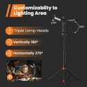 gogonova 2026 Rechargeable Work Light with Stand, 4 in 1 Cordless Camping Light, 700/1200/2200 Lumens, 4000/6500K Dimmable LED Work Lamp with Detachable TripodGrey