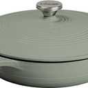 Lodge Essential Enamel Braiser - Refrigerator- & Oven-Safe up to 500 F - Heat-Retaining, Induction-Safe & PFAS-Free Enamel Cookware - 3.5 Quart, Desert Sage