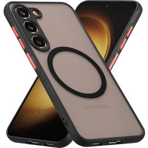 ZCDAYE Magnetic Case for Samsung Galaxy S23, Compatible with Wireless Charging [Silky Touch] [Matte PC Back] TPU Bumper Shockproof Slim Thin Phone Case 6.1" - Black