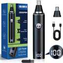 Ear & Nose Hair Trimmer with LED Display for Men Women,Painless USB Rechargeable Eyebrow & Facial & Nose Hair Trimmer Clipper,Professional IPX7 Waterproof Dual Edge Blades (Black)