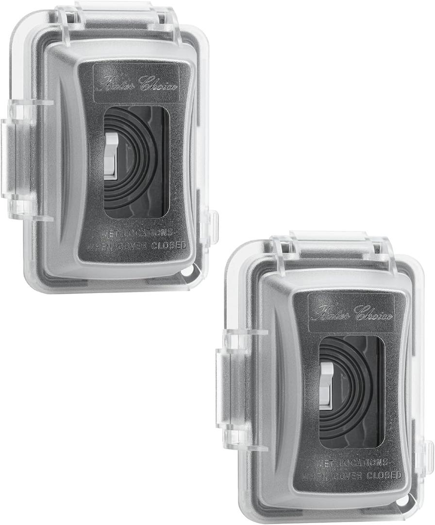 Bates Choice Weatherproof Electrical Outlet Cover, 2 Pack, 1-Gang, Outdoor Outlet Cover, Weatherproof, Outlet Cover Box (Clear)