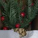 9 inch Red Christmas Table Centerpiece 5" Glitter Magnolia Flower and Red Berries Fir Greenery Artificial Christmas Floral Centerpiece in Golden Ceramic Pot Christmas Tabletop Arrangement Decor