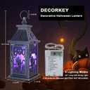 DECORKEY Halloween Decorations Indoor, 14.9" Decorative Graves&Skeleton Hands Lantern with 82" LED Lights(8 Modes; No Battery), Hanging Spooky Halloween Lanterns, Outdoor Home Room Door Party Decor