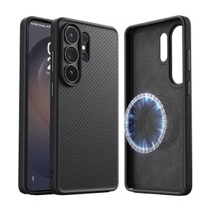JUESHITUO for Samsung Galaxy S26 Ultra Case, [MilGrade Drop Protection] [600D Aramid Fiber] [Fit for MagSafe] [with Screen Protector] Minimalist Carbon Fiber Textures, Sturdy Magnetic Cover Black