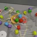 Maxdot 24 Set Science Party Favors with 24 Pcs Candy Tubes Wooden Test Tube Holder Cards Science Birthday Decorations Candy Party Favors Lab Plastic Test Tubes with Caps