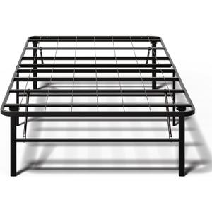 14 Inch Foldable Twin Size Bed Frame, Heavy Duty Metal Platform Bed with Underbed Storage, Noise Free, Tool-Free Easy Assembly, No Box Spring Required
