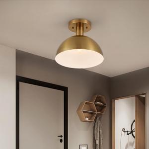 11.8'' Vintage Gold Globe Semi Flush Mount Ceiling Light Fixture, Farmhouse Hallway Light Mid Century Modern Ceiling Mount Lamp Light Fixture for Living Room Bedroom Kitchen Entryway