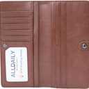 Alldaily Ultra Slim Thin Women Wallet RFID Blocking Credit Card Holder Bifold Long Ladies Billfold (Coffee)