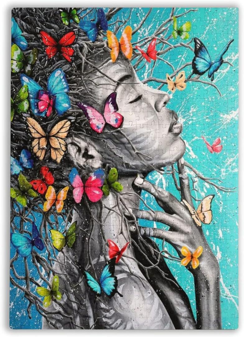 Jigsaw Puzzles 1000 Pieces for Adults, Black Woman Butterfly Black Girl Queen African American Tileable Puzzle, Fun Toys for Girls, Adults & Teens