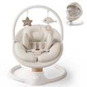 Baby Swings for Infants, FasonBaby Electric Baby Swing with 10 Preset Melodies, 5 Speeds, Remote Control and Bluetooth - Portable Infant Swing for Indoor and Outdoor(Beige)
