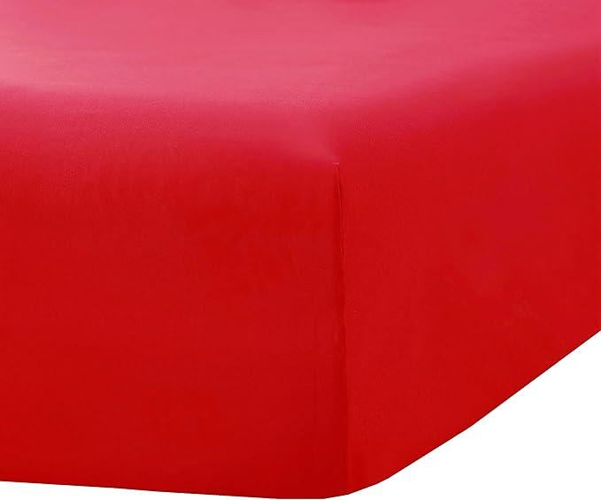 Red Twin Bed Sheet Fitted Mattress Cover OEKO-TEX Certified