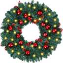 6 FT Christmas Green Garland with Lights Artificial Christmas Garland Wreath Decorated with Pine Cones Red Ball Ornaments for Xmas Holiday Mantle Fireplace Wall Table Indoor Outdoor Decoraiton (Style 2)