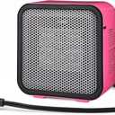 Amazon Basics Ceramic Space Heater, Portable Mini Heater for Office Desk, Indoor Use, 500W, With Tip-Over Protection, Lightweight 1.4 lbs, Pink, 5.9 x 3.2 x 6 inches