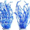 Hamiledyi Aquarium Plastic Plants Aquarium Decor Artificial Fish Tank Plants,Tall Fish Tank Decorations, Extra Large Aquarium Plant 23.6-inch Tall,2PCSBlue