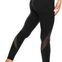 TrainingGirl Mesh Leggings for Women High Waisted Yoga Pants Workout Running Printed Leggings Gym Sports Tights with Pockets (Size Medium, Black)