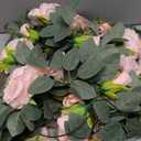 TELDRASSIL 4Pcs(26 FT) Artificial Rose Vine Fake Flower Garland Fake Silk Rose Hanging Vine for Wedding Party Background Arch Garden Background Decoration (Pink)