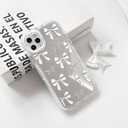 NITITOP Compatible with iPhone 11 Pro Max Case Mirror Cute Silk Ribbon Bow Knot Pattern for Girls Women Bowknot Ultra Slim with Bumper Protector Soft TPU Silver Protective Cover - White