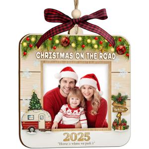 Christmas on The Road 2025 Photo Ornament  Picture Frame Ornaments, Custom Photos Ornament, Travel Couple Keepsake Gift, Holiday Decor, Clear Photo Ornaments for Christmas Tree, Xmas Gifts For Family