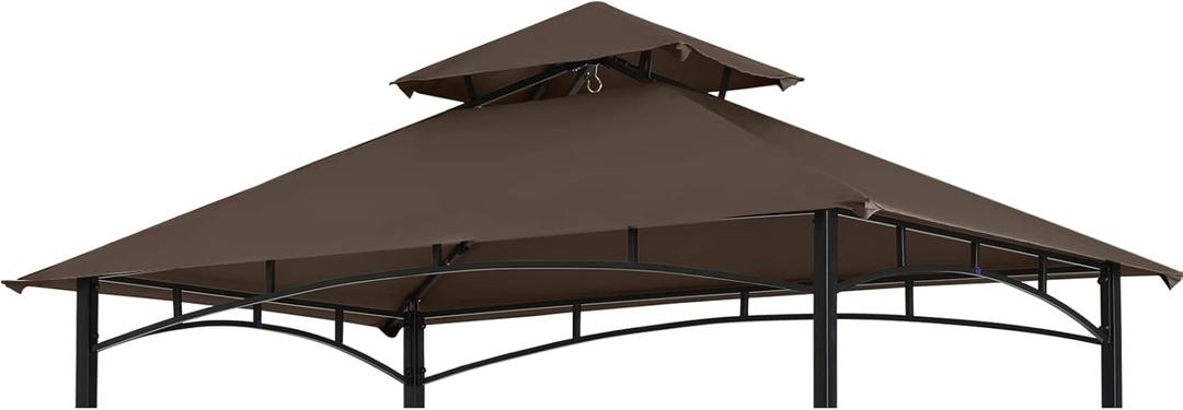 COOSHADE Grill Gazebo Replacement Canopy Roof Outdoor Double Tiered Barbecue Gazebo Top Cover Fit for Model LGG001PSTF (Brown)