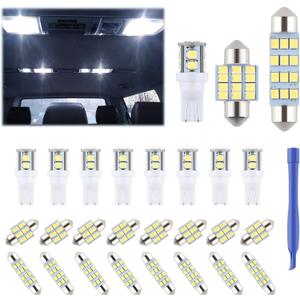 iFunyLED 24 Pieces Dome Light LED Car Interior Bulb Kit Set 194 T10 DE3175 578 31mm 42mm Bulbs Interior Replacement Lights for Car Map License Plate Door Side Marker Cornering Trunk Light - Cool White
