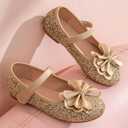 Flower Girl Shoes Wedding Party Princess Shoes Girls Dress Shoes for Kid Toddler (Beige)