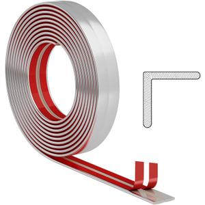 Umedol 26 Feet Flexible Wall Corner Protector Trim Molding 0.8 in Width Peel and Stick Molding 90° Inside & Outside Corner Guards Trim for Tile and Wall Edges Gaps, Furniture and Wall Repair-Silver