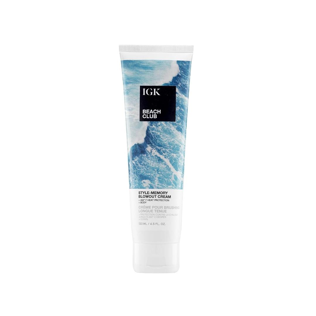 IGK BEACH CLUB Style-Memory Blowout Cream | Volumen + rebote + protector de calor | Vegano + libre de crueldad | 4.5 onzas