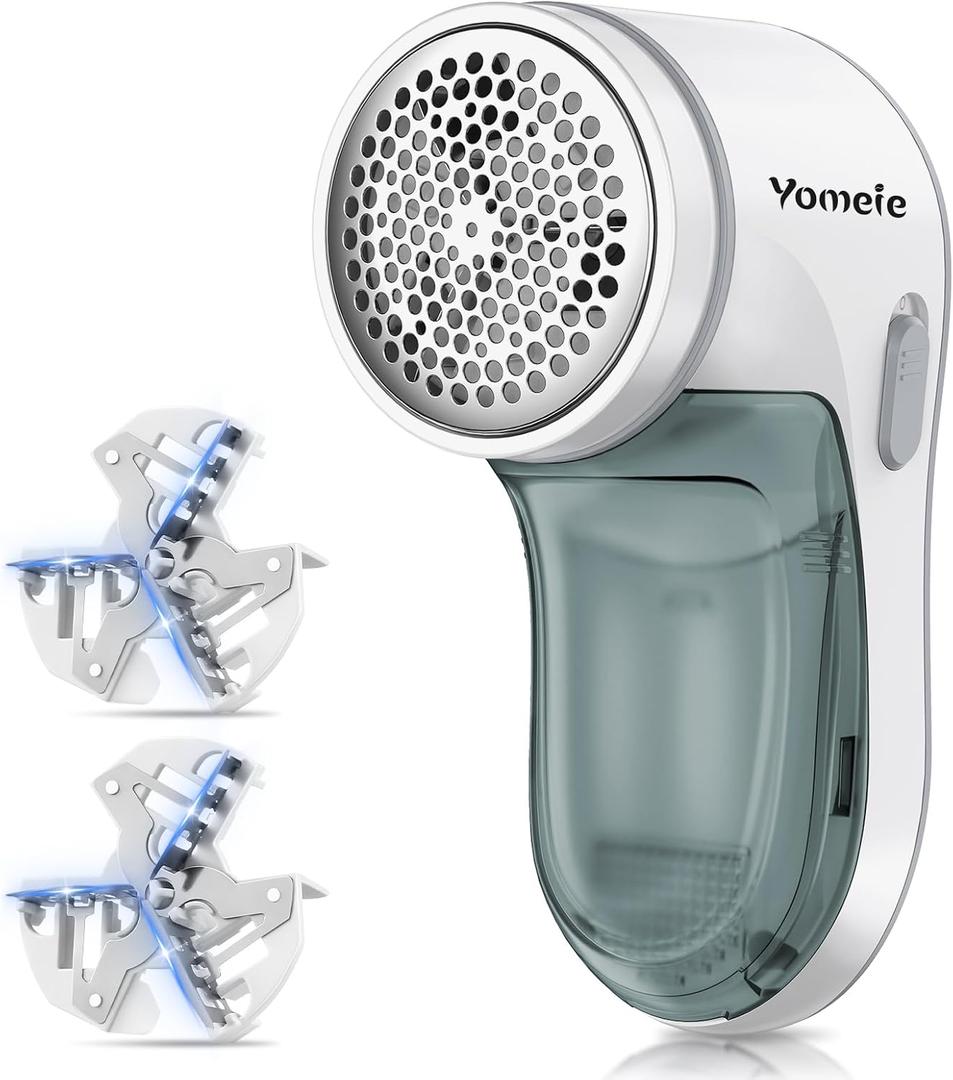 Fabric Shaver, Electric Lint Remover for Clothes, Lint Shaver for Clothing, Sweater Shaver with 2 Replaceable Stainless Steel Blades, Effectively Remove Couch Pills, Lint, Fuzz -Battery Operated (Gray)