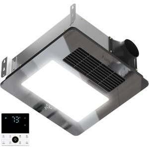 Mirrored 4-in-1 Bathroom Exhaust Fan with 1800W Heater, Remote Control, 150 CFM Quiet Ceiling Fan for Heating, Lighting, Ventilation, Blowing & Drying, Dual Installation (Grey) Mirrored 4-in-1 Bathroom Exhaust Fan with 1800W Heater, Remote Control, 150 CFM Quiet Ceiling Fan for Heating, Lighting, Ventilation, Blowing & Drying, Dual Installation (Grey)