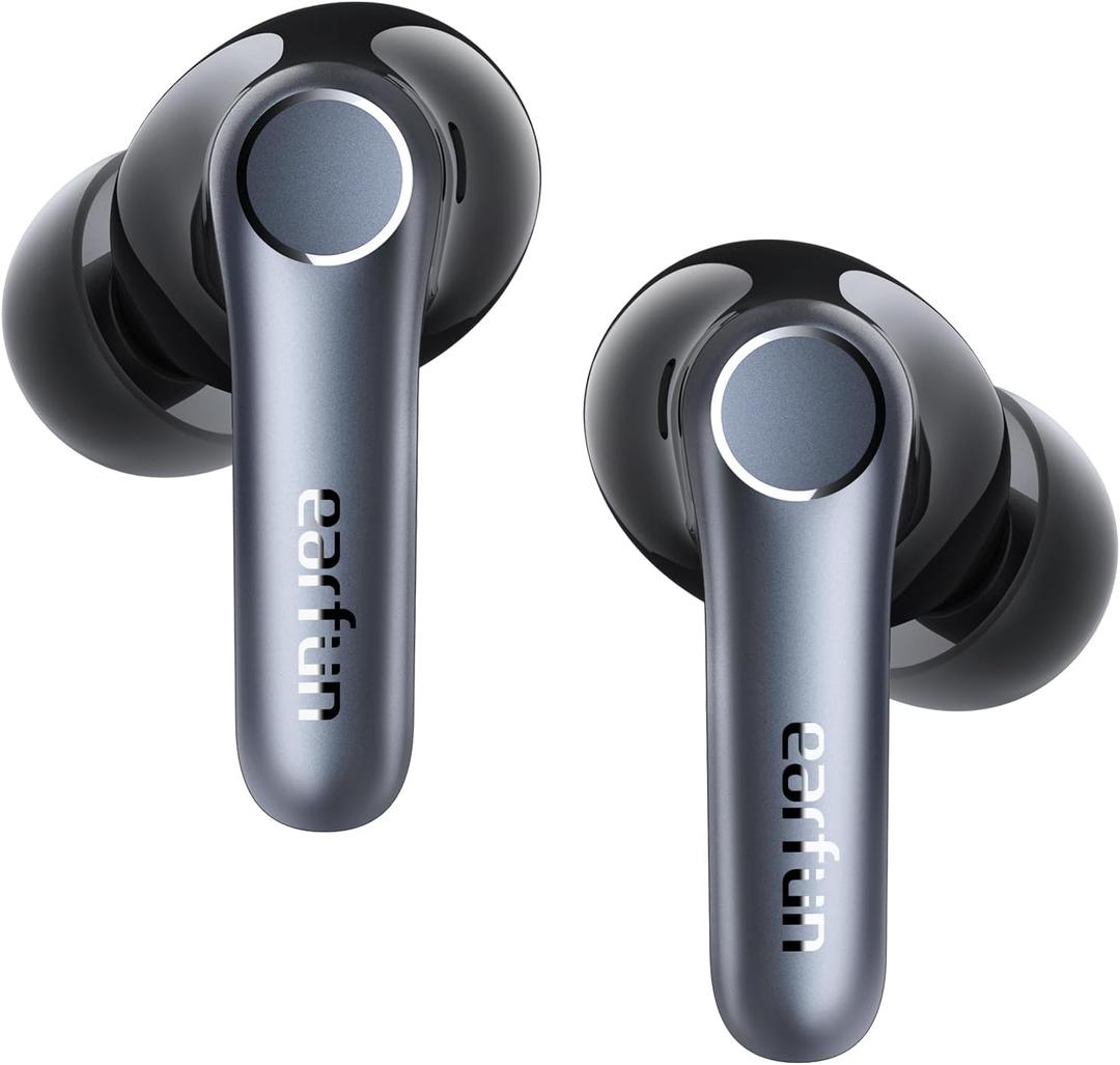 EarFun Air Pro 4 Adaptive Hybrid Noise Canceling Wireless Earbuds, Qualcomm Snapdragon Sound, aptX Lossless, 6 Mics AI CVC 8.0 Call, LDAC Hi-Res Audio, 52H Playtime, Bluetooth 5.4, in-Ear Detection (Black)