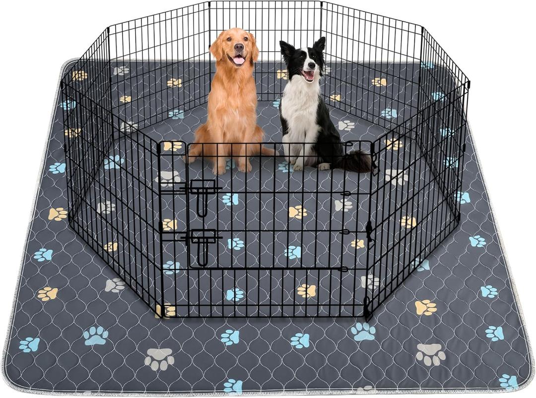 Aitmexcn Washable Puppy Dog Pee Pad, 2PCS 100% Waterproof Whelping Training Mat for Puppy/Senior Dog, Fast Drying Reusable Puppy Pads for Indoor, Outdoor and Car Travel- 48'' x 48'',Gray (48*48''-2pcs, Colour Paws)